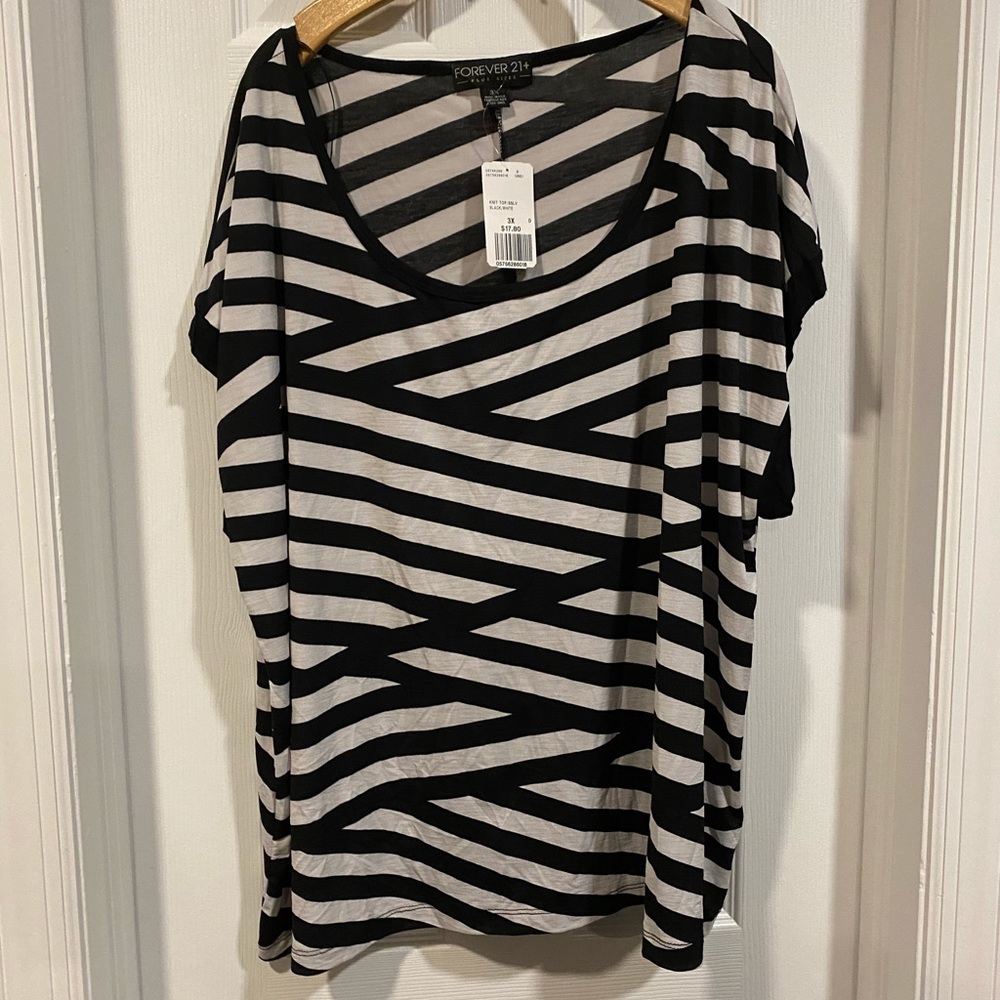 Forever 21 Asymmetrical Stripe Tee